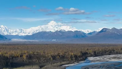 Aerial View of Denali, Alaska, from the South Viewpoint (Trucking Right)