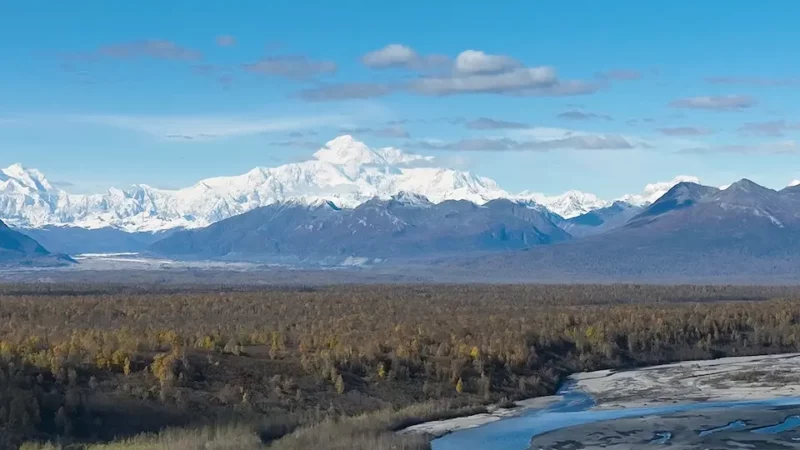 Aerial View of Denali, Alaska, from the South Viewpoint (Trucking Right)