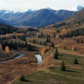 Aerial View of Alaska in the Fall - Seward Hwy to Cooper Landing  (Dolly In)