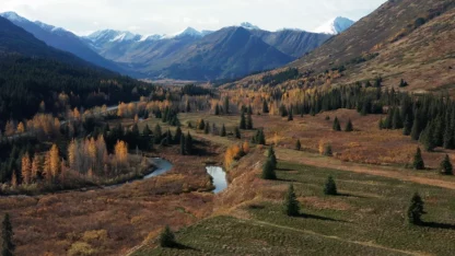 Aerial View of Alaska in the Fall - Seward Hwy to Cooper Landing  (Dolly In)