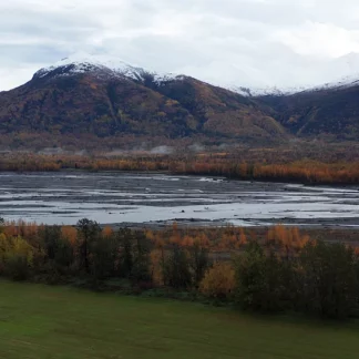 Aerial View of the Matanuska River, Palmer, Alaska in the Fall (Trucking Right)