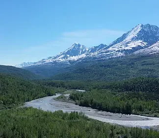 Aerial Views From The Drive to Valdez, Alaska (Dolly Out)