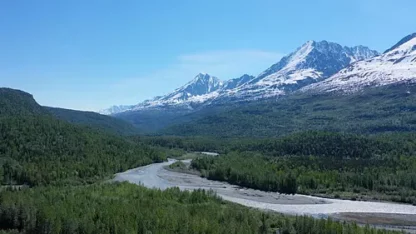 Aerial Views From The Drive to Valdez, Alaska (Dolly Out)